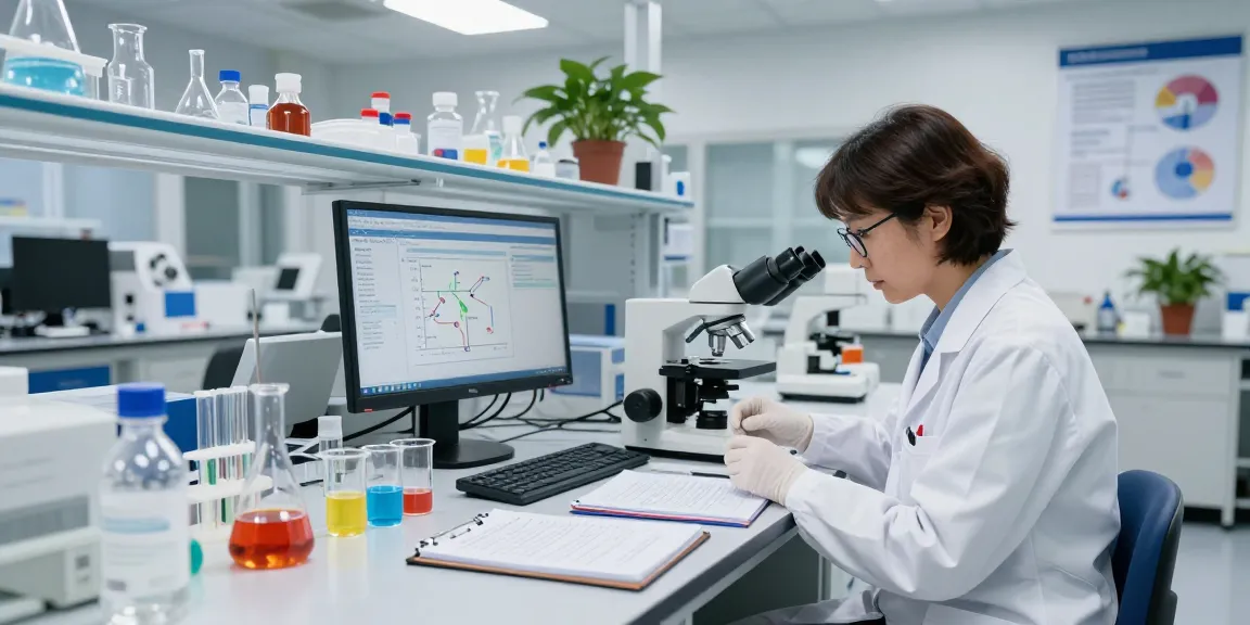 Scientist analyzing samples for glp-3-rt research in a modern laboratory.